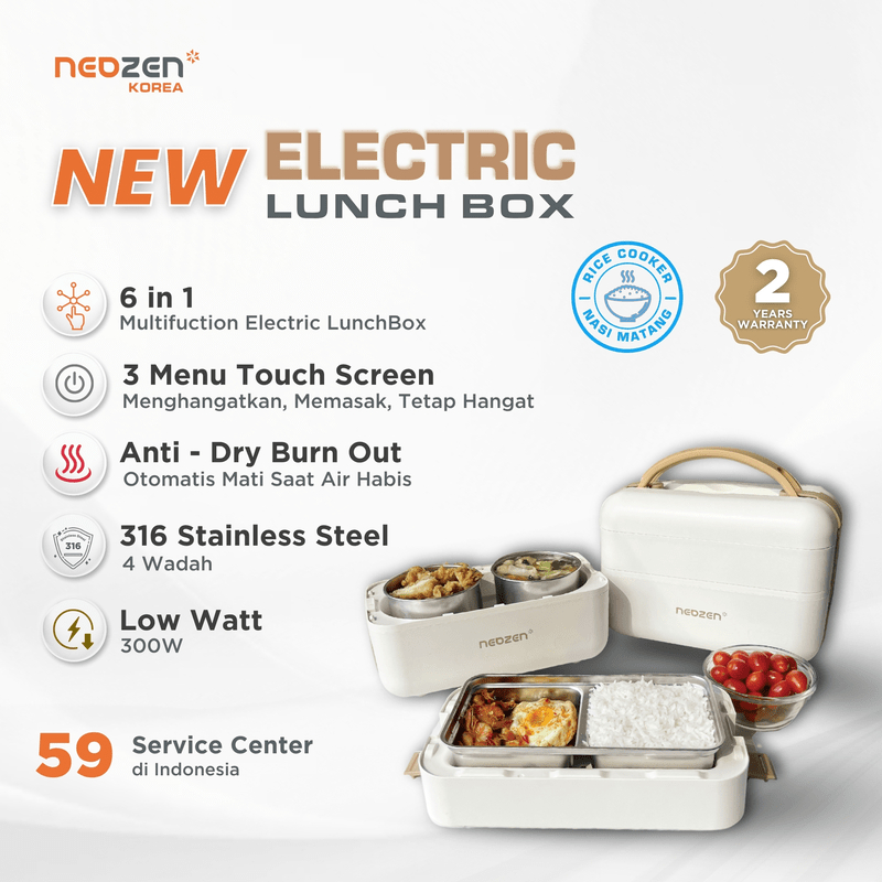 Neozen - New Electric Lunch Box Version 2 - Kotak Makan Listrik Portable 6 In 1 Versi 2 Untuk Mengah