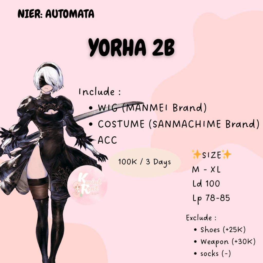 RENTAL/SEWA COSPLAY NIER AUTOMATA YORHA 2B