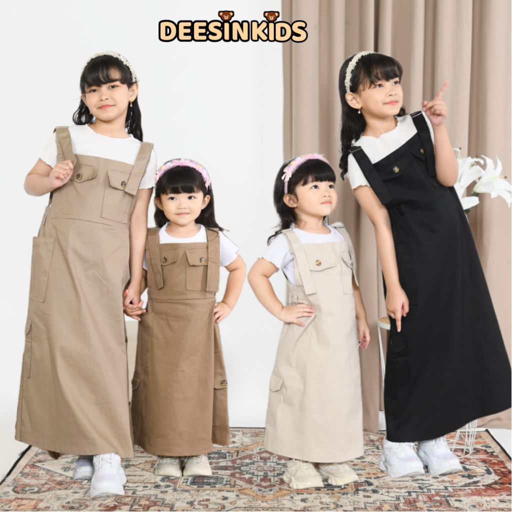 OVERALL ROK CARGO ANAK KATUN TWILL/ Overall Rok Panjang Anak Perempuan Terbaru