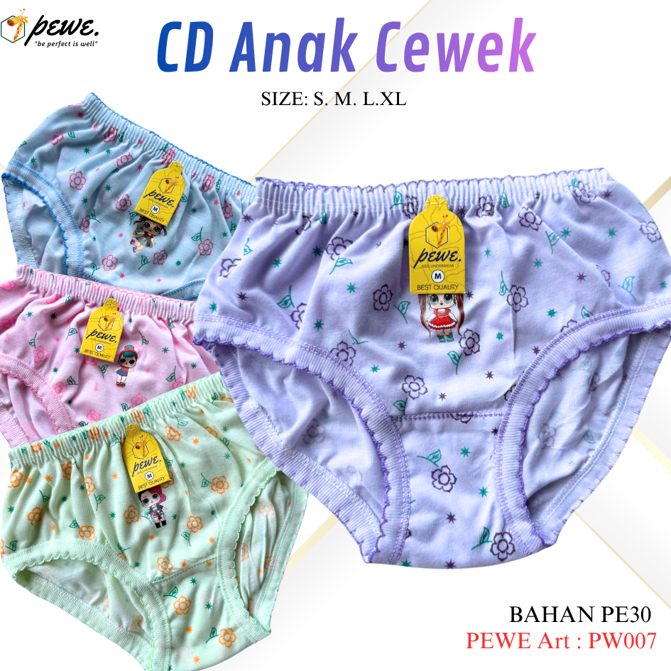 12 pcs sempak anak perempuan nyaman/celana dalam anak perempuan motif full print/sempak anak cewek 2