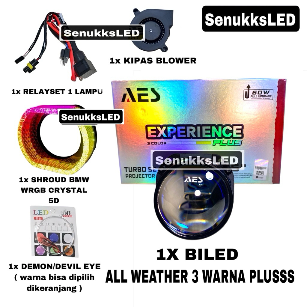 COMBO PAKET HEMAT BILED AES TURBO SE 3 WARNA ALL WEATHER 60 WATT ORIGINAL BILED  WST Gen 3 AES PAKET