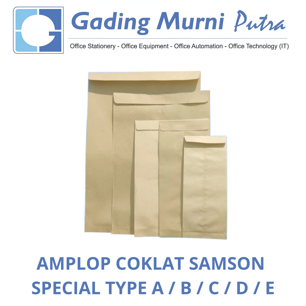AMPLOP COKLAT SAMSON SPECIAL TYPE A B C D E UKURAN FOLIO F4 A4 TANPA PEREKAT POLOS COKLAT ISI 5 LEMB