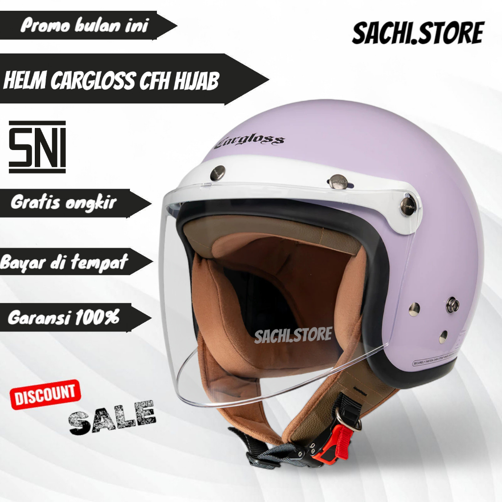 HELM CARGLOSS CFH RETRO HIJAB SERIES FULL VISOR | LILAC UNGU