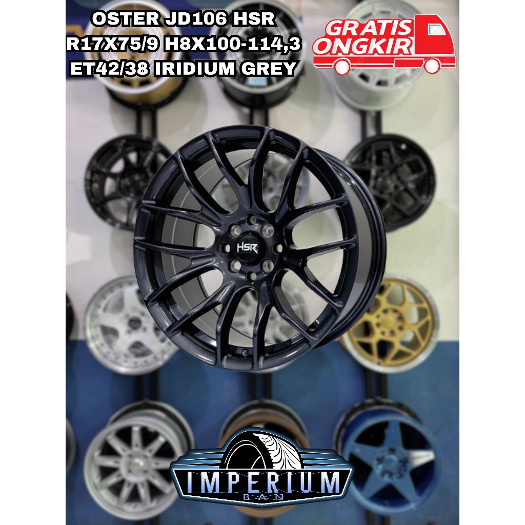 Pelek Mobil Racing Murah Merek Hsr Oster Original R17 Lubang 4 Pcd 100/114.3 Velg Mobil March Mirage
