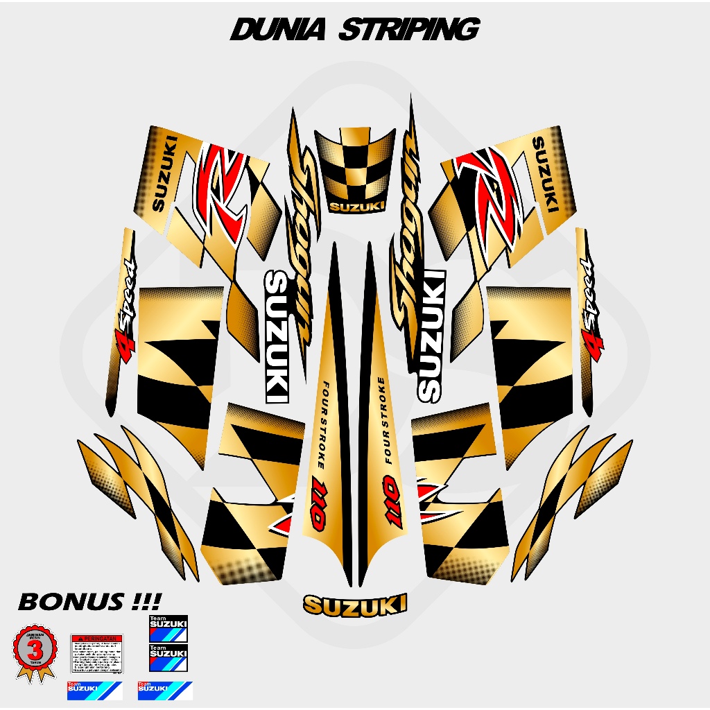 STRIPING STOCK DECAL STIKER STICKER VARIASI SUZUKI SHOGUN KEBO 110 / STICKER LIST MOTOR SUZUKI SHOGU