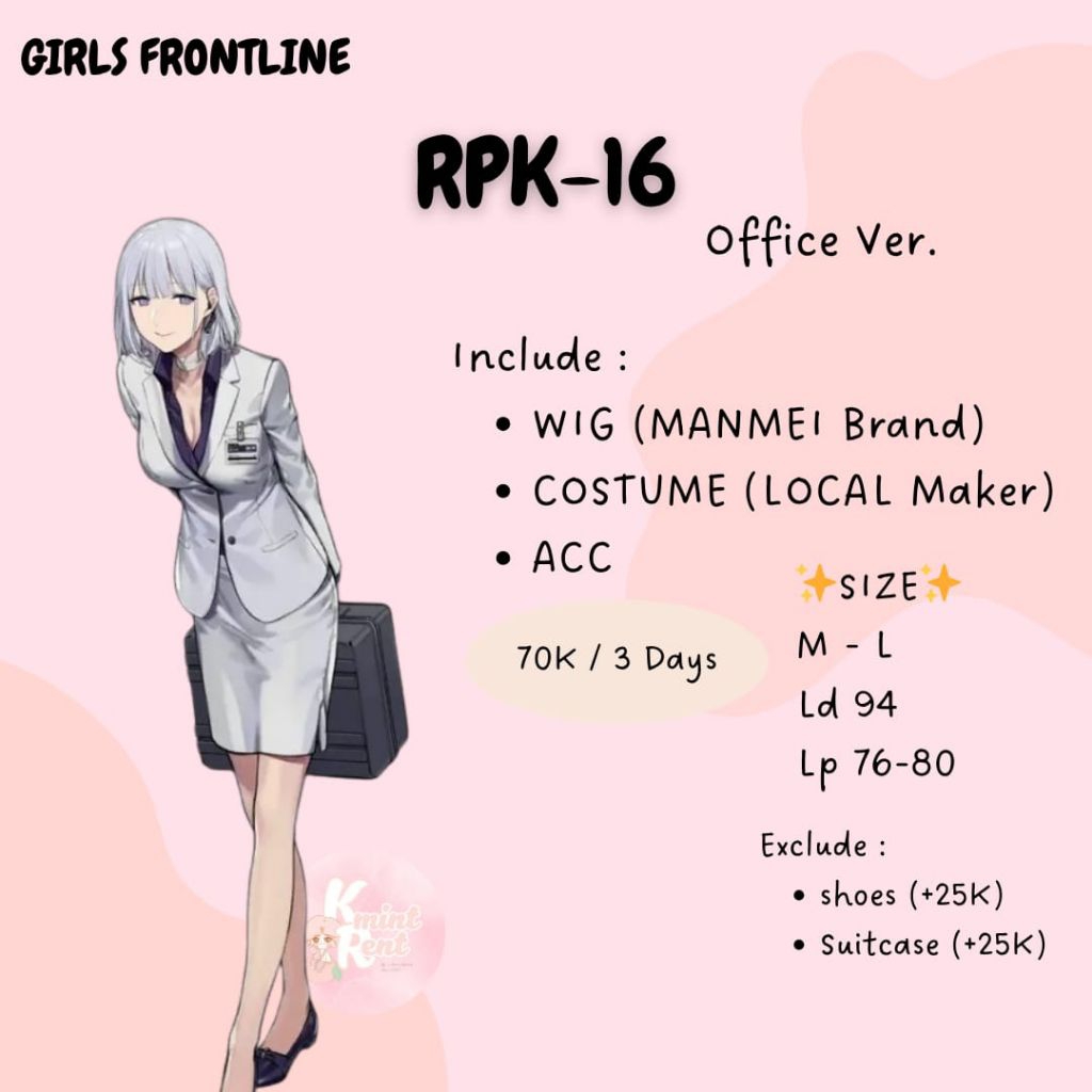 RENTAL/SEWA COSPLAY GFL GIRL FRONTLINE RPK16 OFFICE VER.