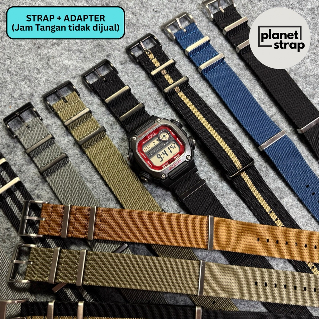 [ Strap + Adapter ] Tali Jam Tangan Nylon Nato Strap Ribbed Casio DW291 DW-291H Series
