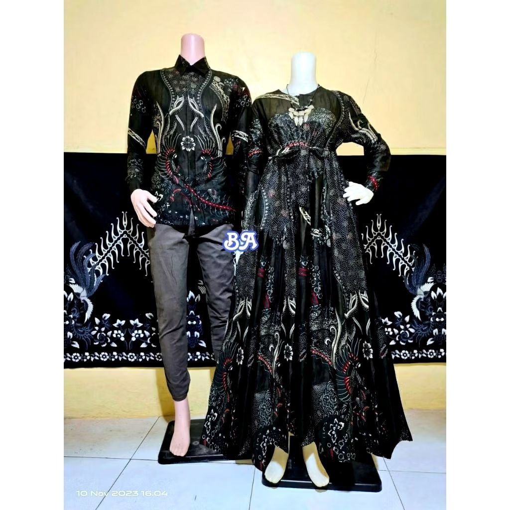 [hyrabatik] Baju Sarimbit 2025 Couple - Baju Couple Gamis Batik Model