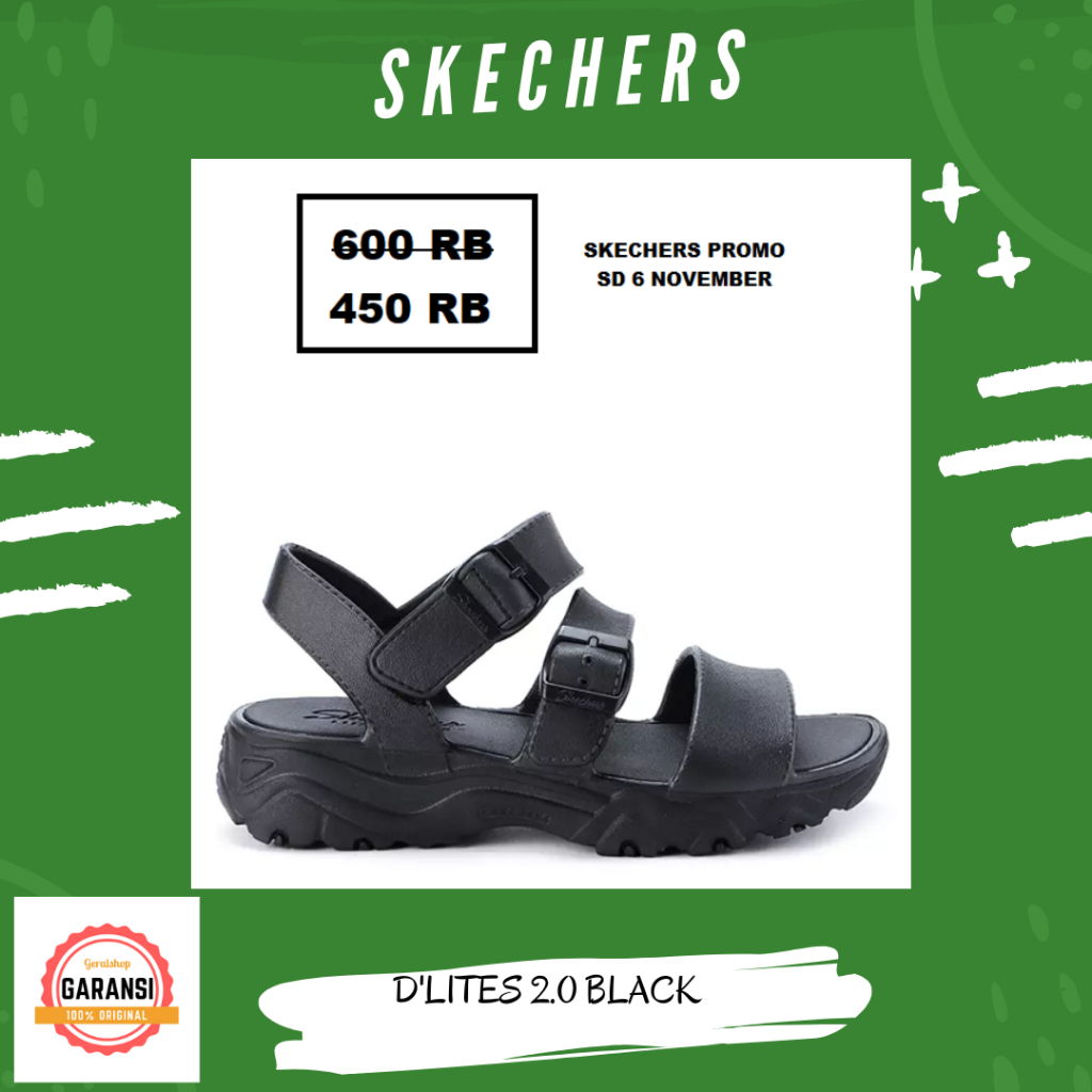 Sandal skechers Wanita women original 100% D LITES 2.0
