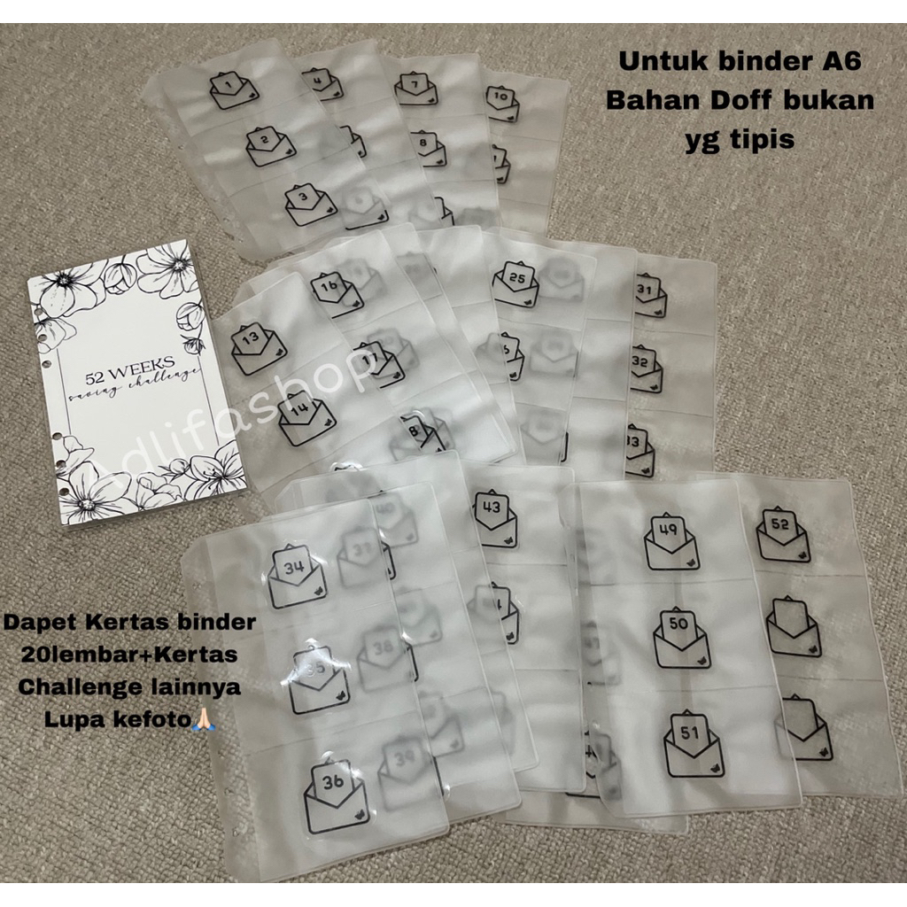 Challenge Binder 52 weeks slot isian binder sticker menabung