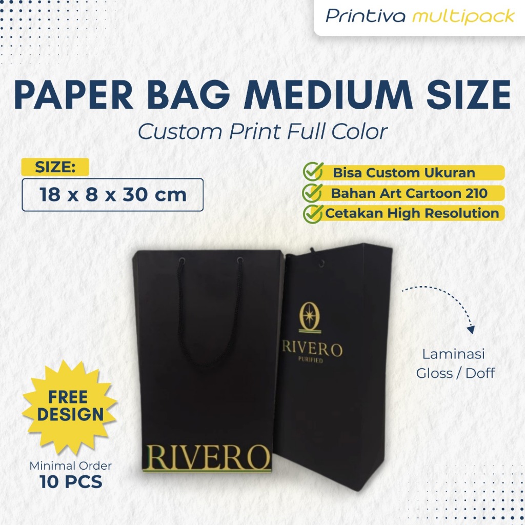 Custom Paper Bag MEDIUM Size Cetak Full Print Laminasi/ PaperBag Kosmetik/ Paper Bag Souvenir