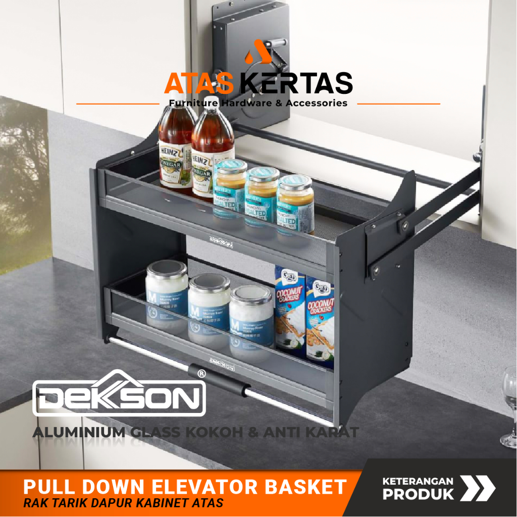 Dekson Rak Tarik Elevator Basket Kitchen Set Atas - Pull Down Lift Basket Dekkson