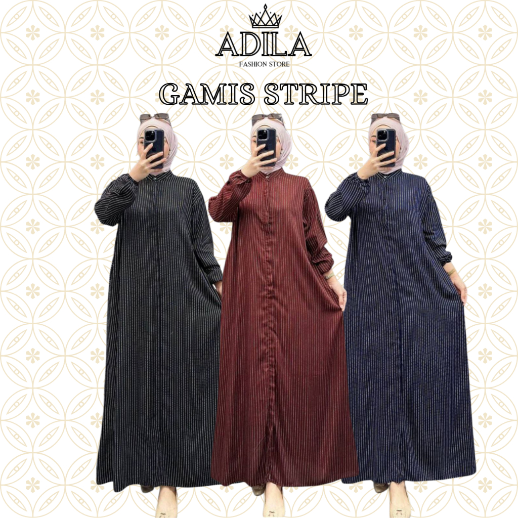 GAMIS SALUR  STRIPE GARIS GARIS WANITA DEWASA DRESS LEBARAN 2026