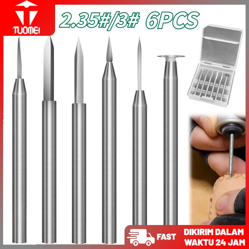 6PCS Mata Bor Ukir Kayu 2,35MM 3MM /Kualitas Tinggi Mata Bor Kikir Ukir Kayu HSS/Untuk Alat Putar Ma