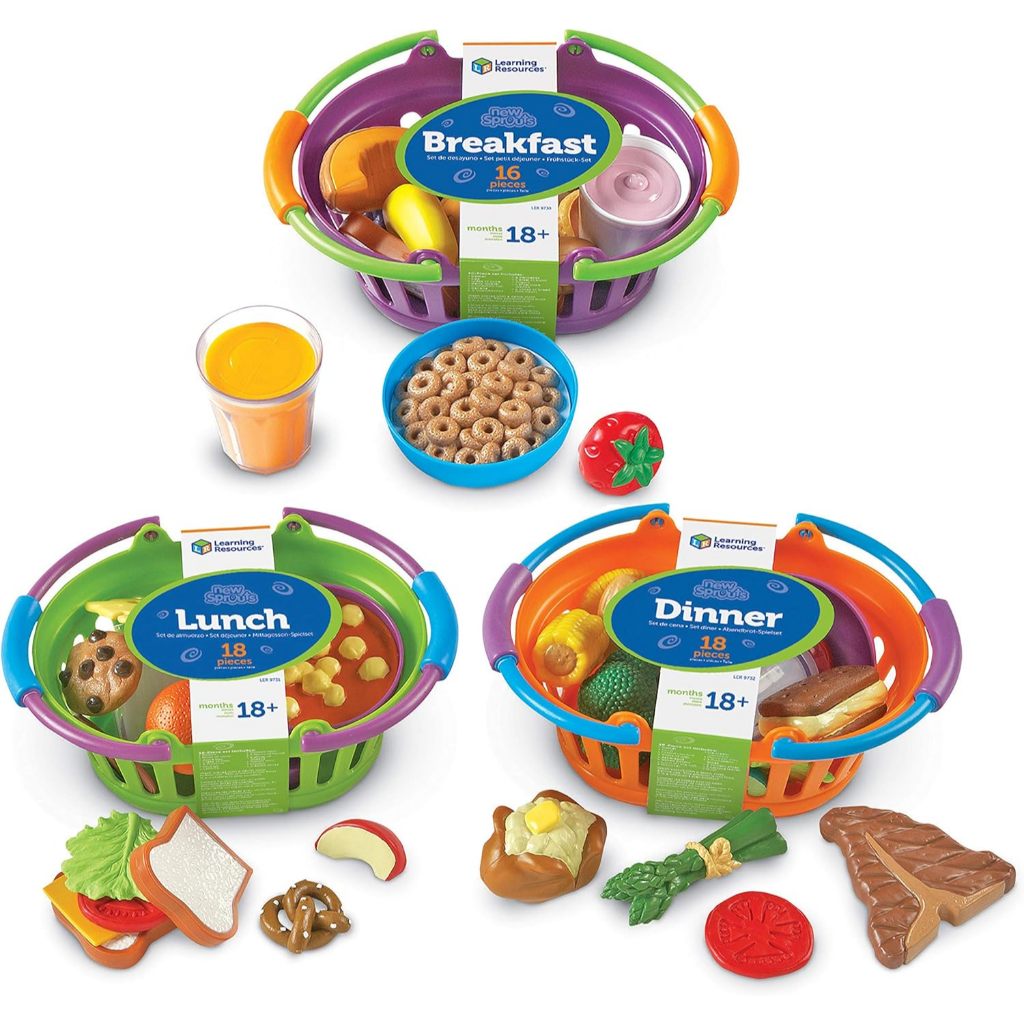 Learning Resources New Sprouts Bundle of Breakfast, Lunch and Dinner, 3 Sets, Play Food for Kids, Ag