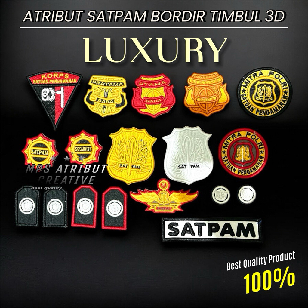 ATRIBUT PDL SATPAM LUXURY - PIN BORDIR LOGO SATPAM LUXURY LENGKAP