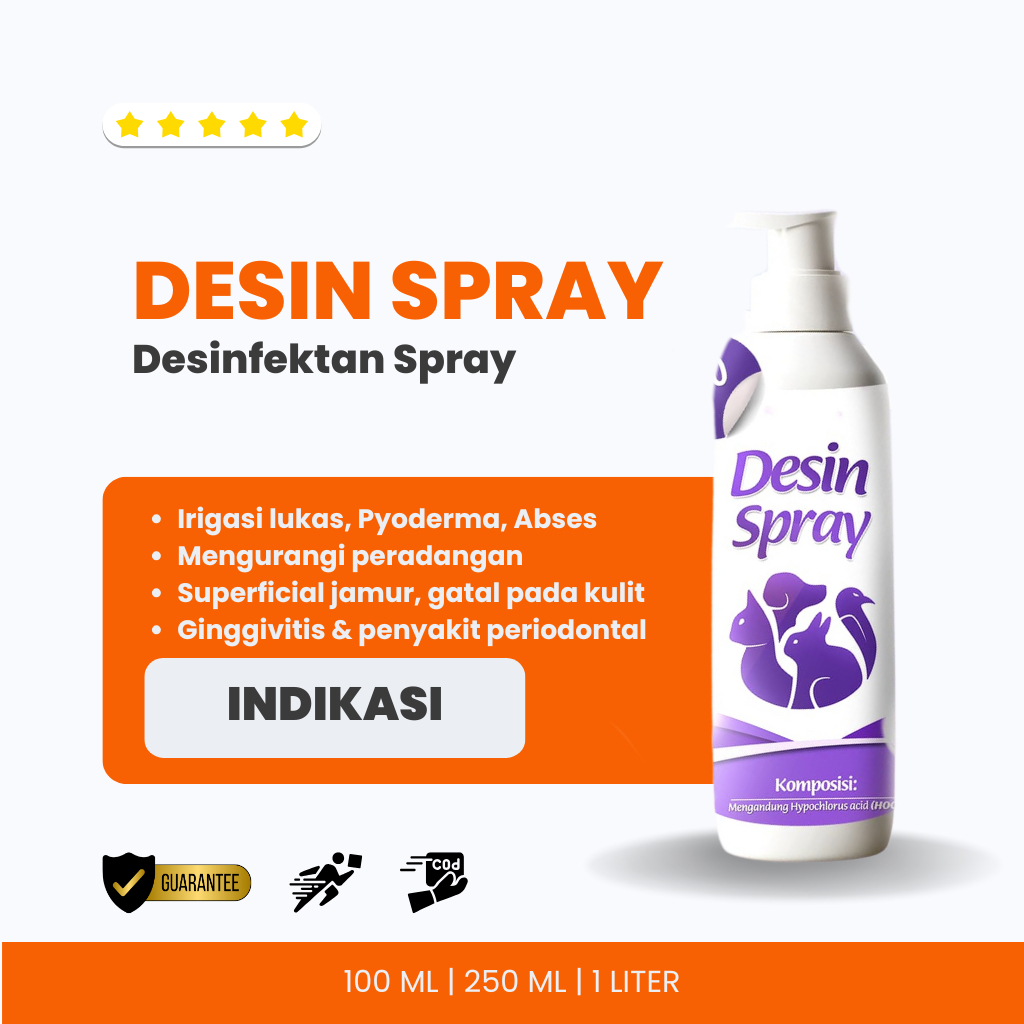 Desin Spray Desinfektan hewan peliharaan | Obat jamur kucing dan anjing | Obat luka kucing anjing