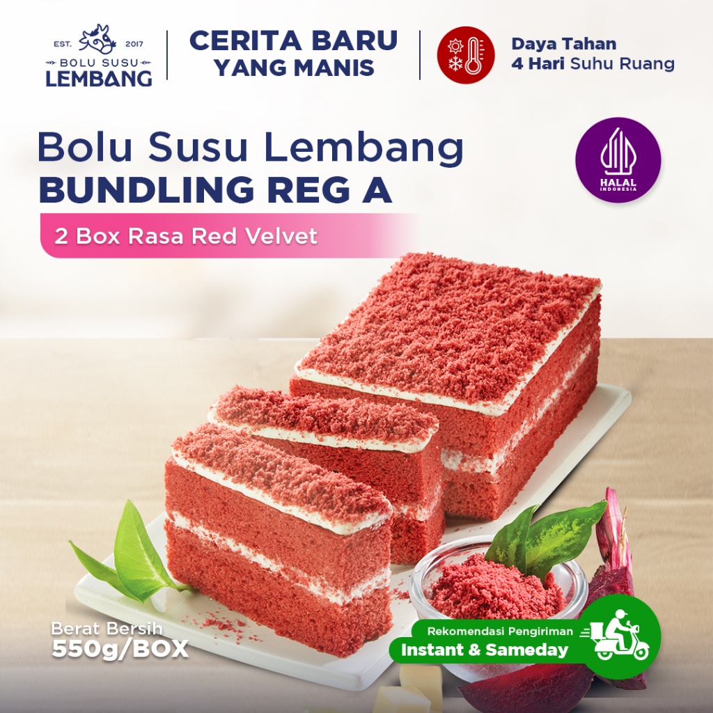 BUNDLING REG A (BOLU SUSU LEMBANG RED VELVET + RED VELVET) - Oleh-oleh Khas Bandung
