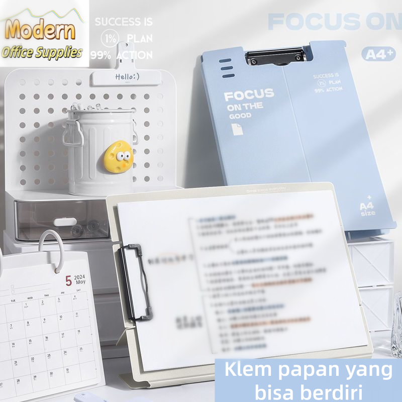 Papan Jalan 2 in 1 Clipboard Aesthetic Papan Ujian Buka Tutup Map Dokumen Ukuran A4 2 Warna Tahan Ai