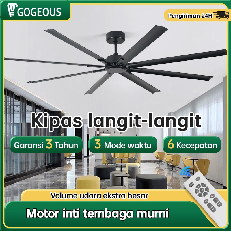 GOGEOUS Kipas Angin Gantung Plafon 86inci Kipas langit-langit  Remote Control Ceiling Fan