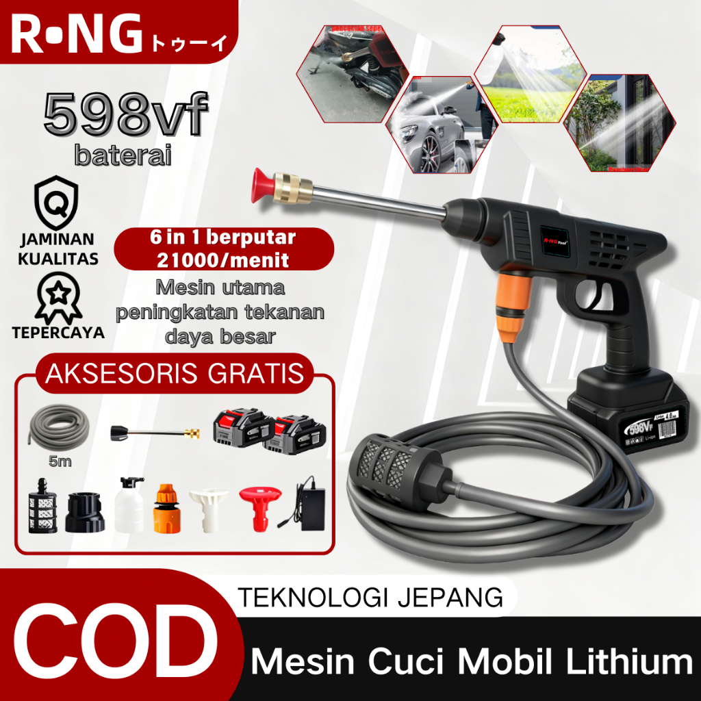 100bar 598V alat cuci motor portable alat semprot cuci motor semprotan cuci motor mesin cuci mobil