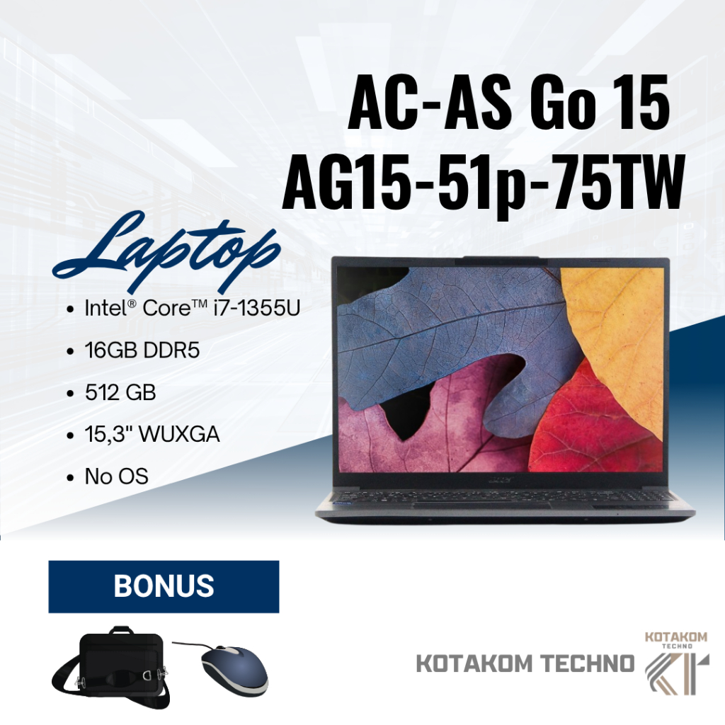 LAPTOP Acer Aspire Go 15 AG15-51p-75TW RAM / 16GB / 512GB / 15,3" WUXGA / NO OS