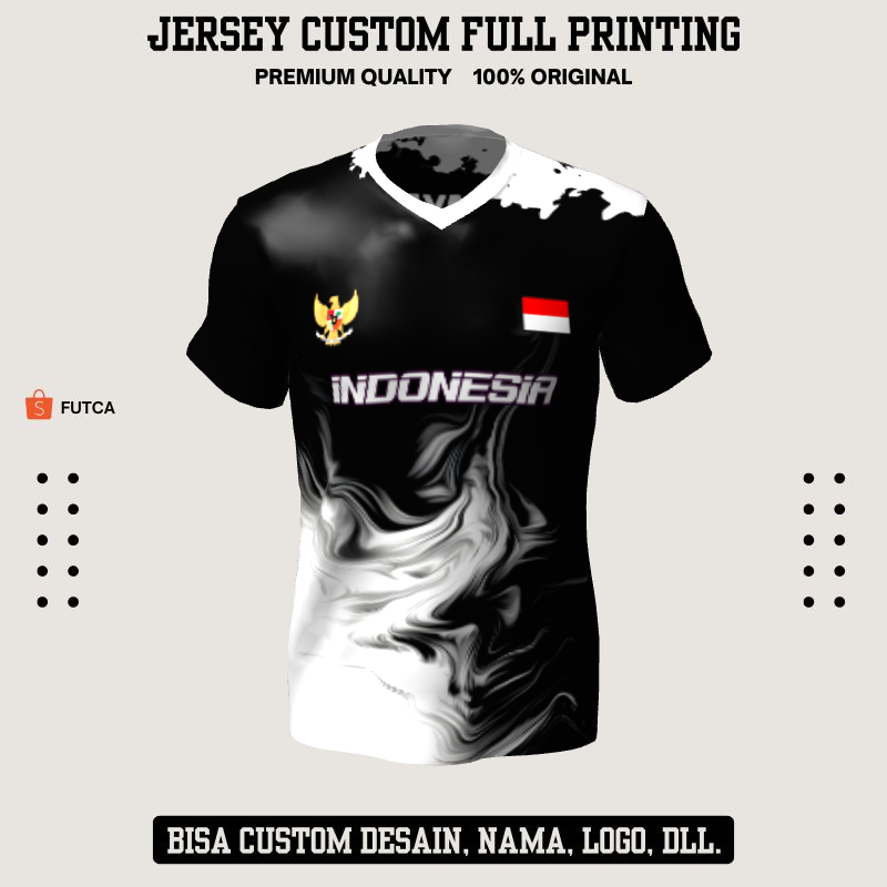 Kaos Jersey Futsal Hitam Putih Motif Abstrak 401 - Jersey Olahraga