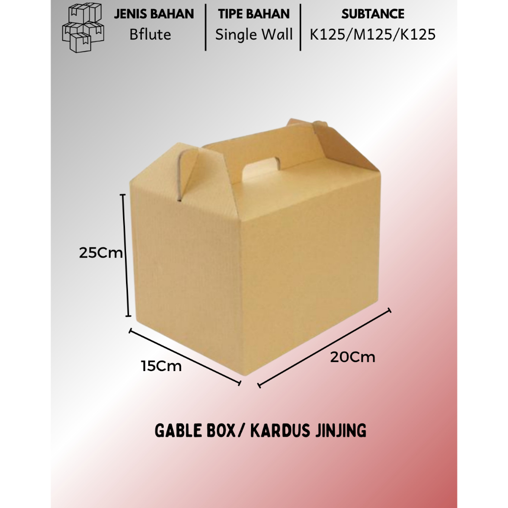 Kardus Jinjing Uk. 20x15x25 Cm/ Gable box/ Kardus Baru/ Kardus Model Jinjing