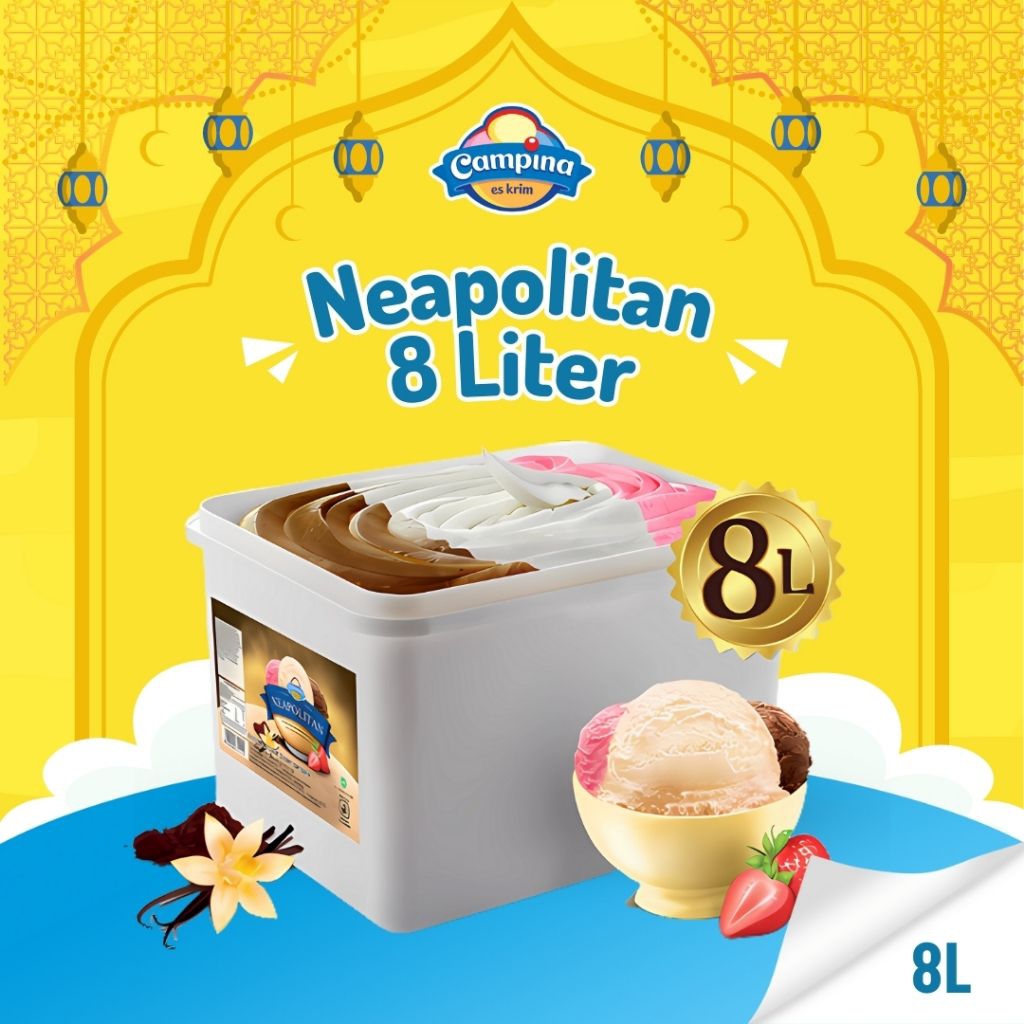 Ice Cream/ es krim 8 Liter Campina  / es krim ember 8 Liter 3 Rasa Neapolitan