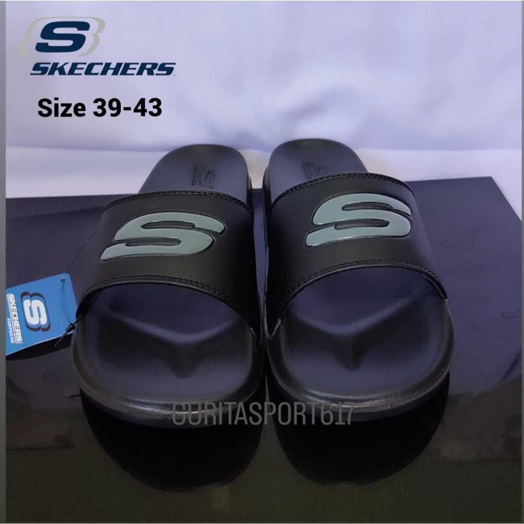 Sandal Skechers Gambix Hitam List Abu Pria remaja | Slip On Gambix Man Black List Grey