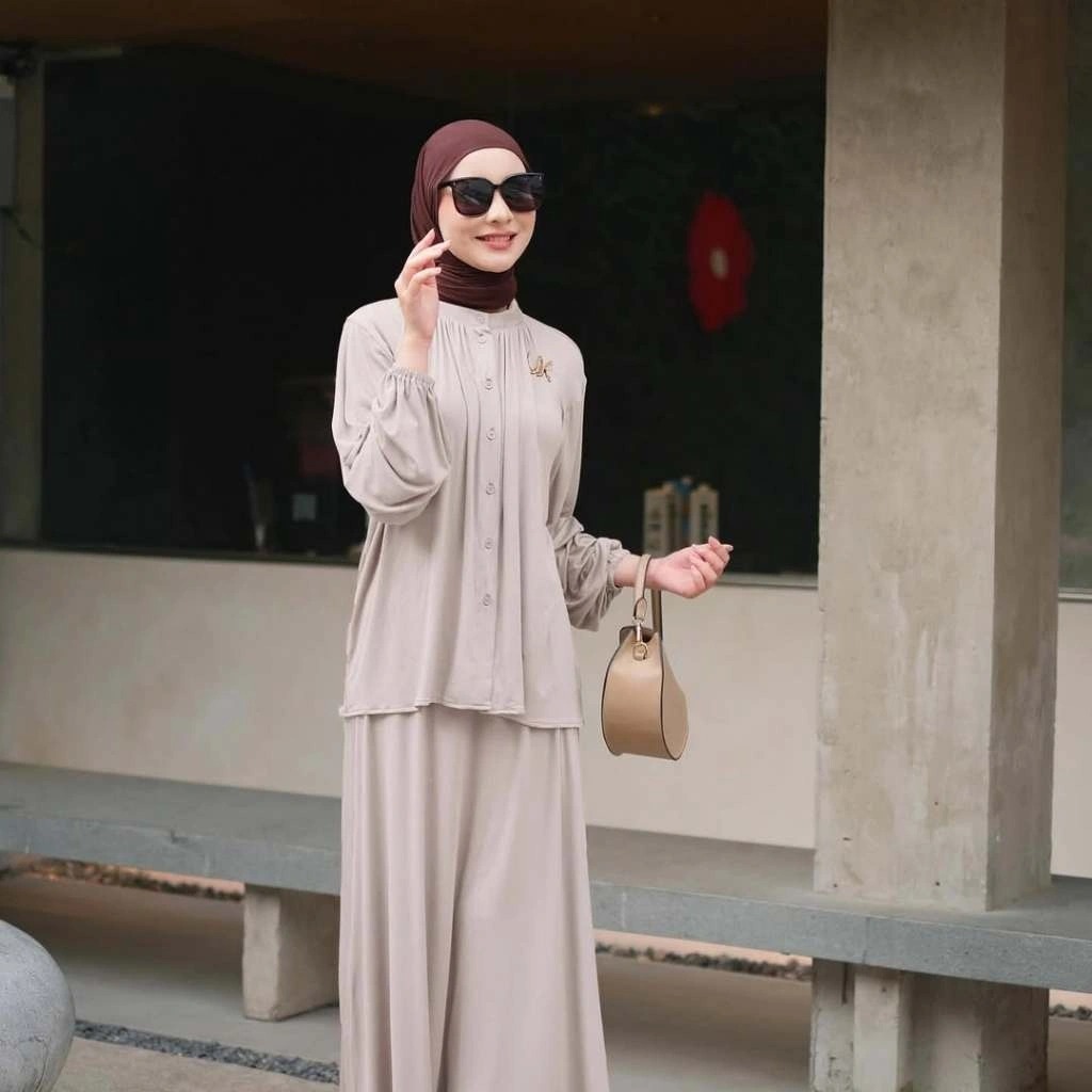 Vanillahijab Onesett Oxycell Muslim Vanilla Hijab Oneset Oxycell Ivory, Blouse Rainbow Cupcake