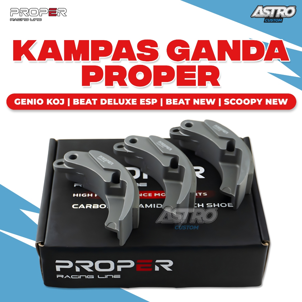 Kampas Ganda Proper Genio Beat Street New Beat Deluxe Scoopy Stylish Prestige KOJA K1A Karbon Kevlar