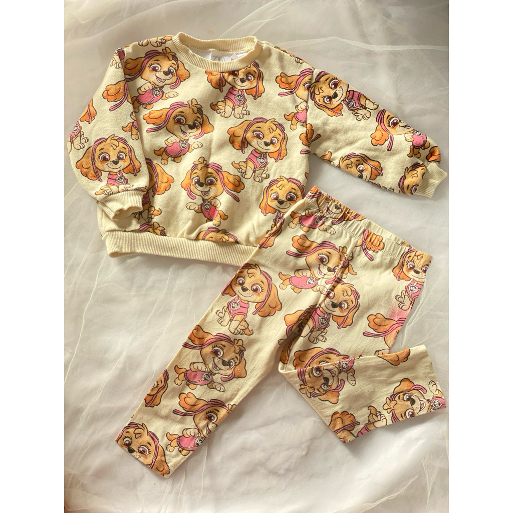 PL cn crewneck sweater leging lejing legging full print Paw Patrol baby bayi branded ZRA size 9M 12M