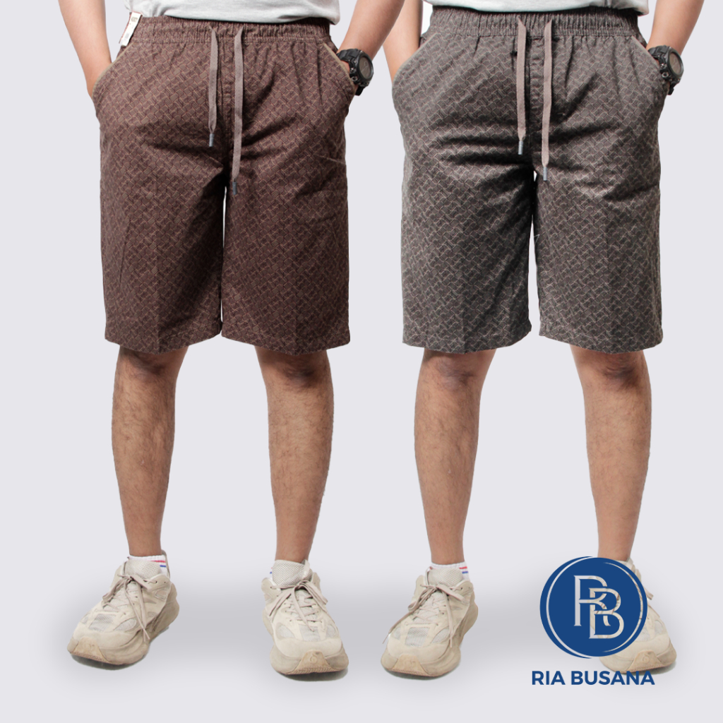 Ria Busana - Kendy - Ria Busana - Kendy Celana Pendek Pria Hos Sopan 55 Tali Pinggang Karet