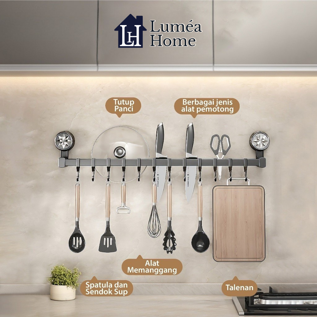 Rak Gantung Dapur Tanpa Bor - Rak Penyimpanan Dapur Multifungsi - Gantungan Alat Dapur