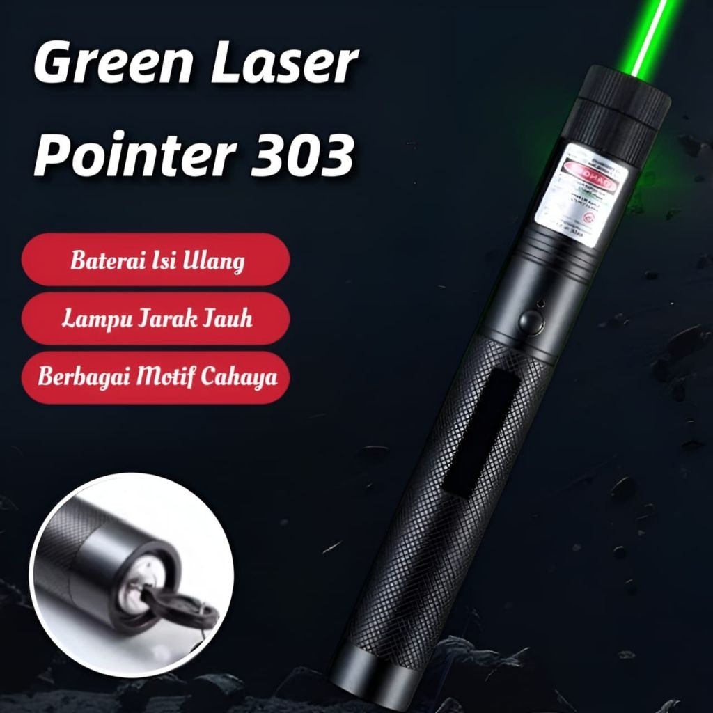 GREEN LASER POINTER 303 / Green laser batrai cas / Green laser murah•mrshoppe•