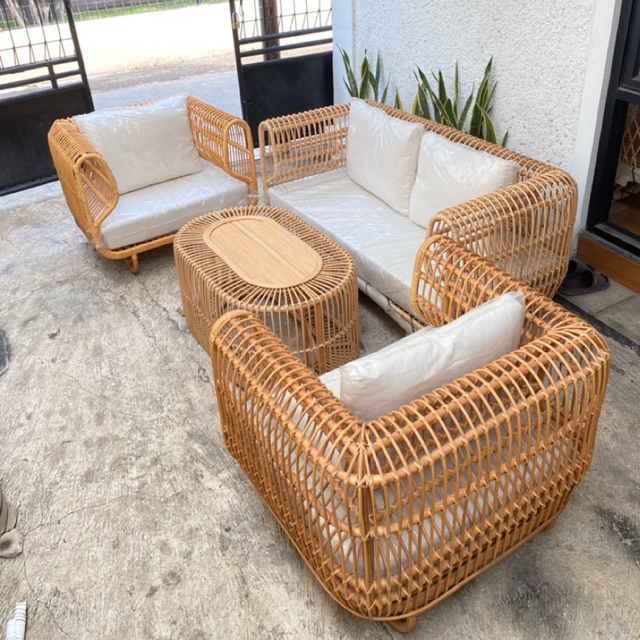 KURSI SOFA ROTAN ALAMI 1Set / KURSI TAMU ROTAN ALAMI