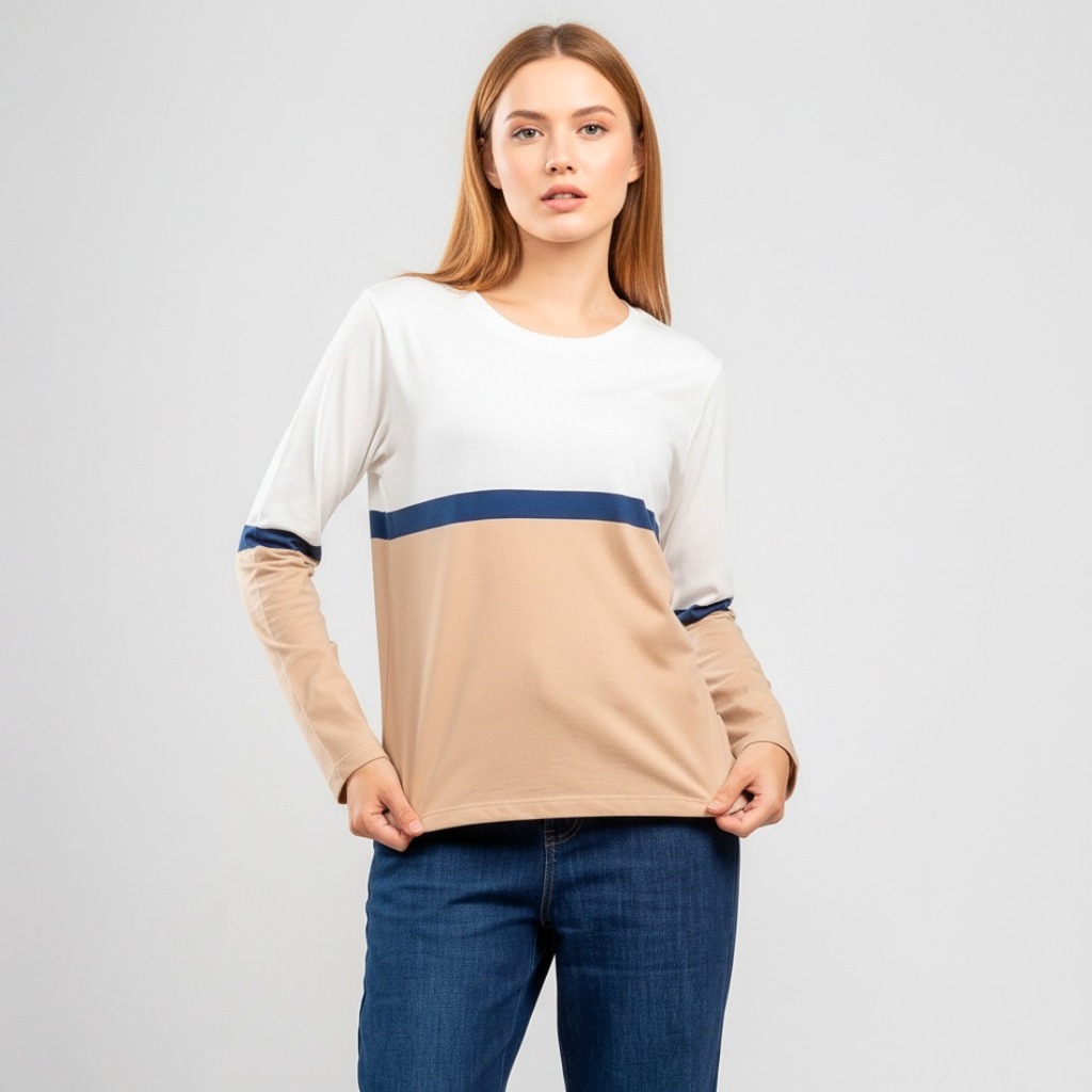 C2 Shayna Khaki T-Shirt Wanita - Kaos Wanita Lengan Panjang