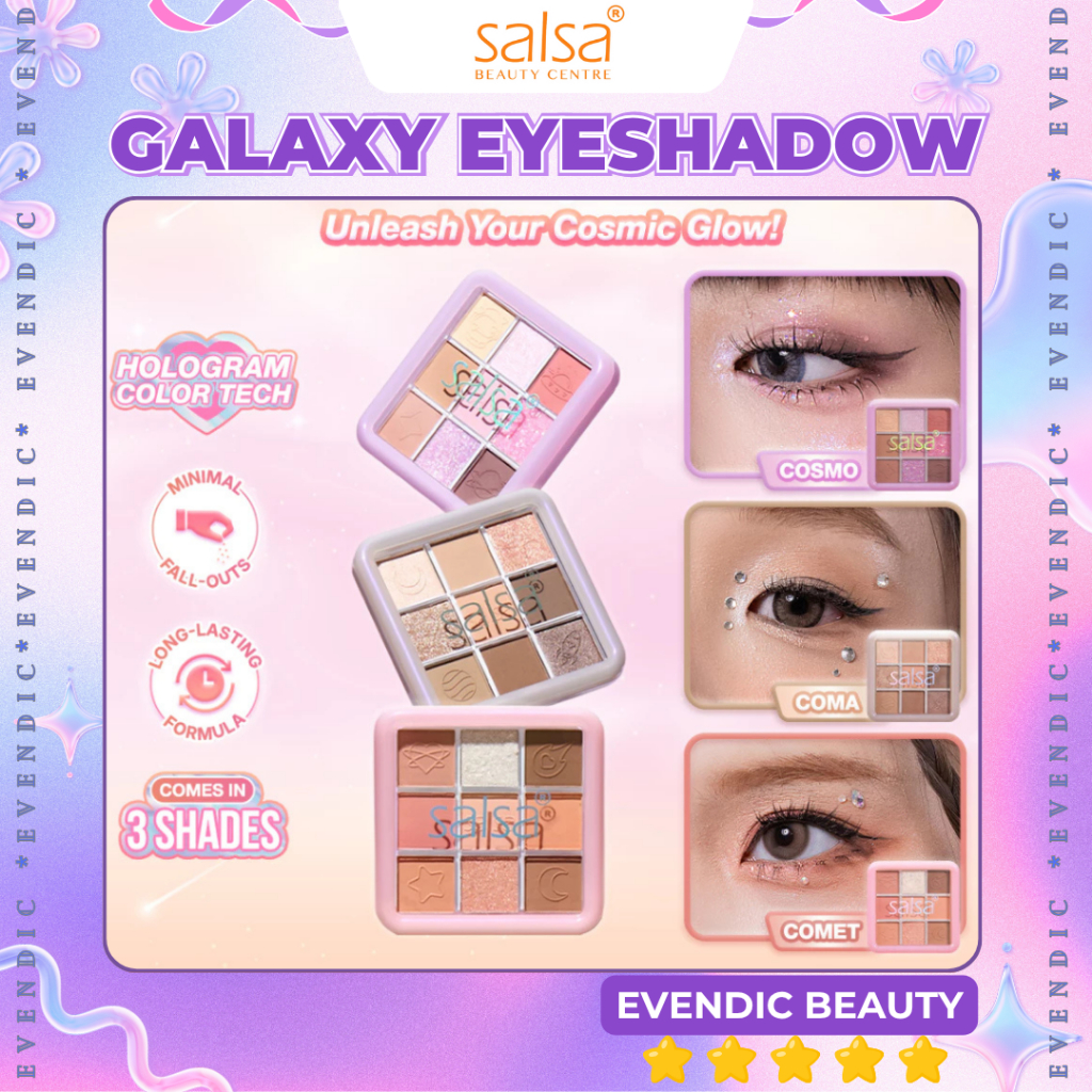 READY SALSA Galaxy Eyeshadow – Long-Lasting Palette Eyeshadow | BPOM MakeUp | Perona Mata | Pewarna Mata | High Pigmented