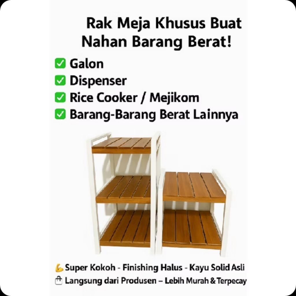 Meja Disenser. Rak Dispenser Galon. Rak Megicom. Rak Kayu Multifungsi