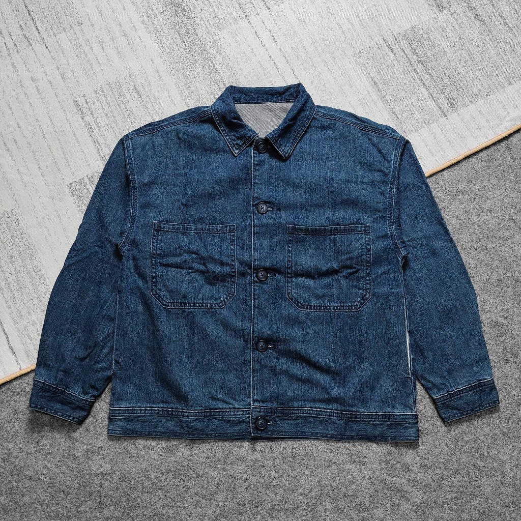 GU Uniqlo Denim Chef Jacket Kemeja Jaket Outer Luaran Overshirt