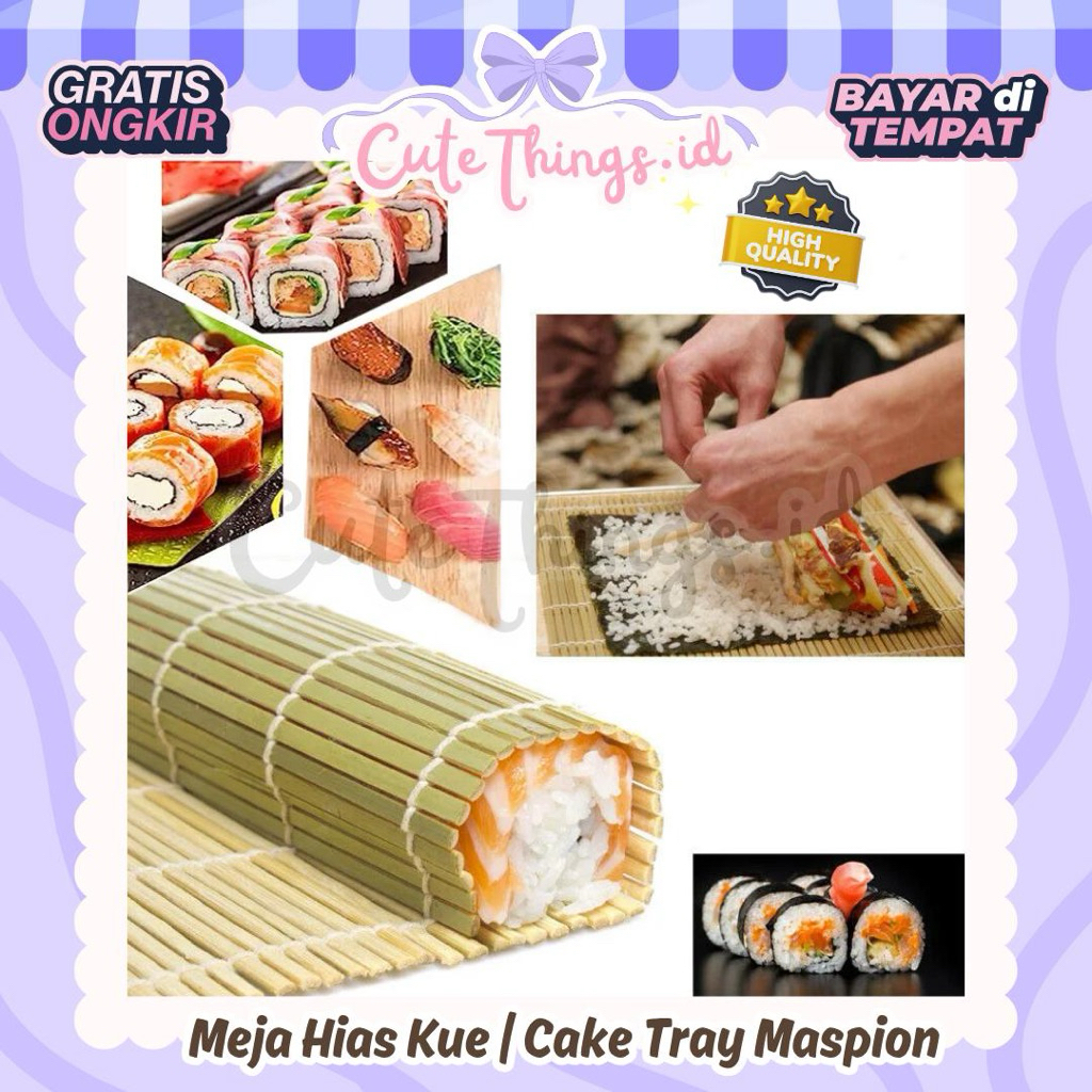 (CT) Tikar Sushi Alas Gulung Sushi Tikar Sushi Bambu Alat Pembuat Sushi Roll Pembuat Kimbab Tikar Ki