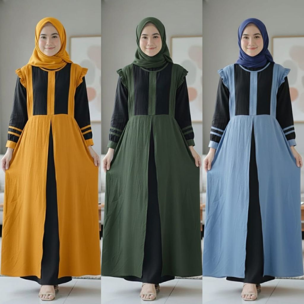 New arrival zeline dress gamis crinkle double layer,gamis dewasa jumbo busui bahan crinkle air flow 