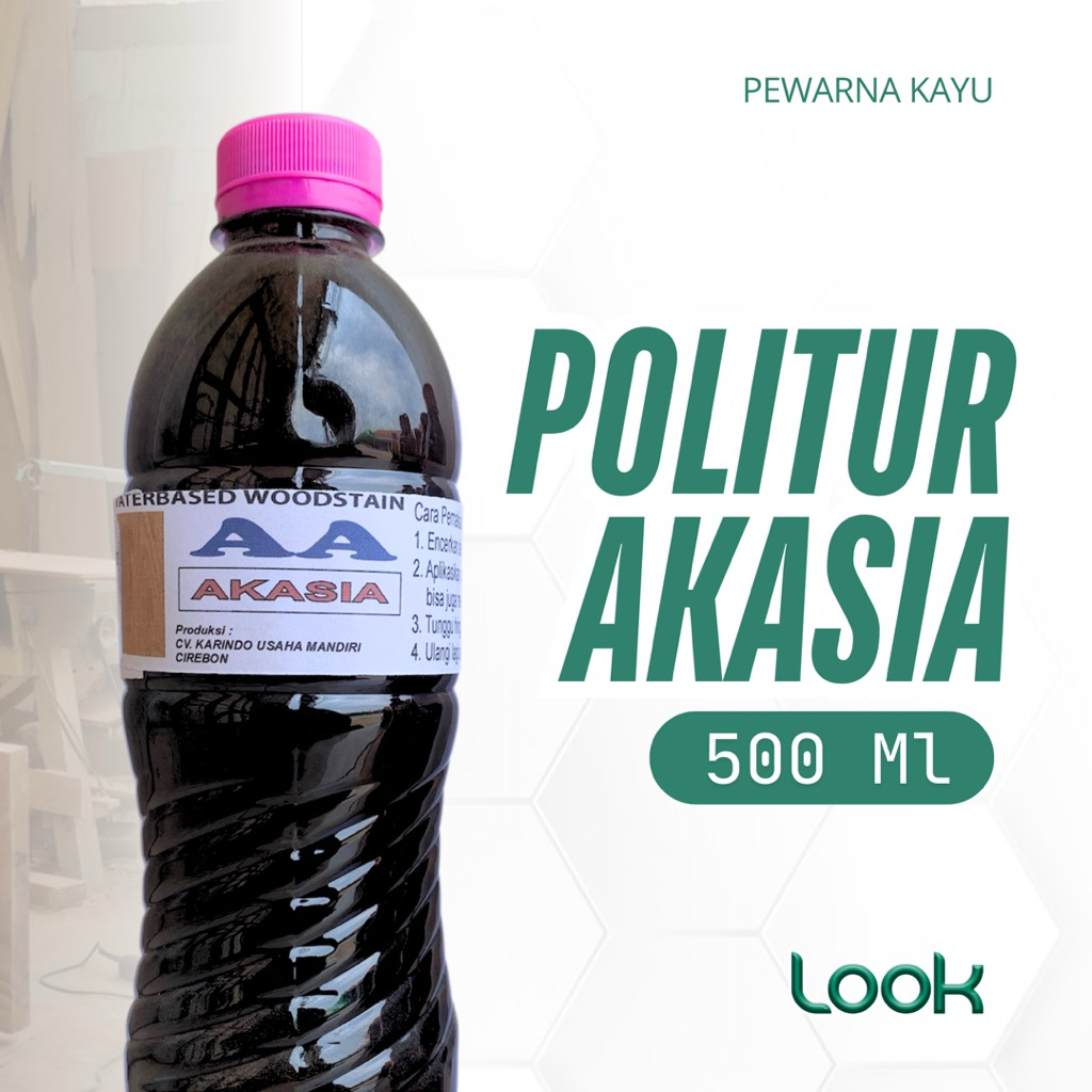 [ 500 ML ] Politur Kayu Jati Mahoni Waterbased AA AKASIA Plitur Woodstain Botol 500 ML | Pewarna Kay
