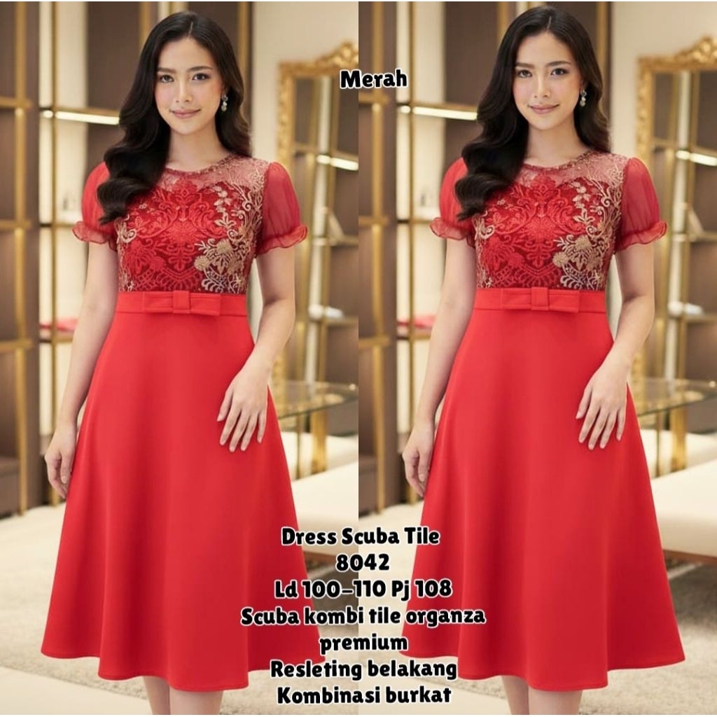 001 NAV GLW 8042 DRESS SCUBA WANITA PREMIUM / READY / REALPICT