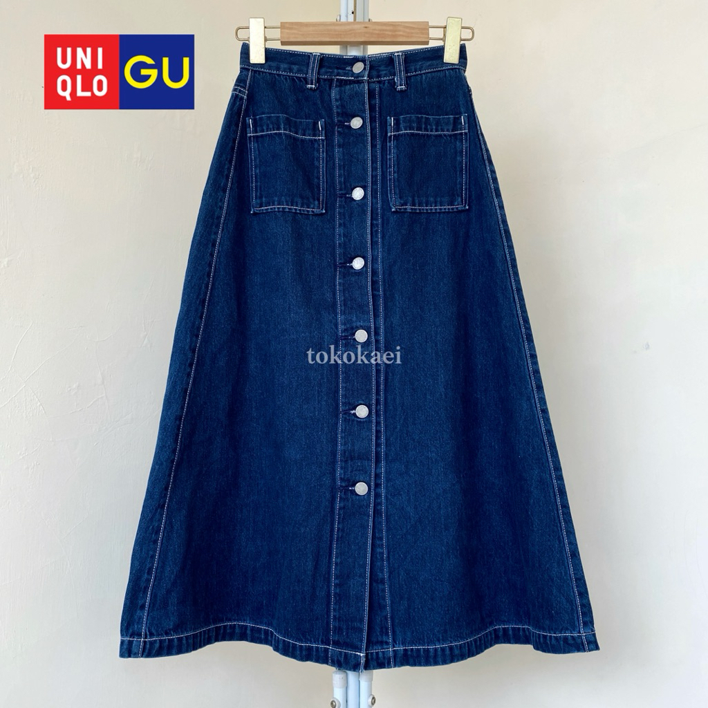 Button Jeans Skirt GU Uniqlo
