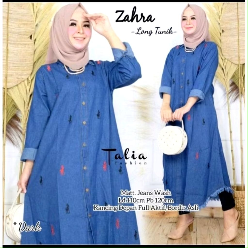 Tunik Long Jeans Tunik Bordir Wanita Tunik Rawis