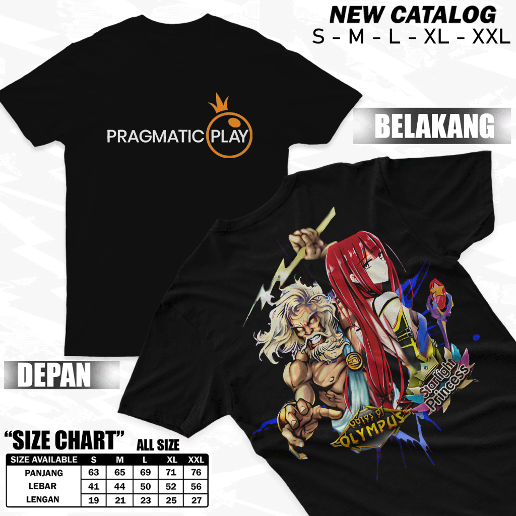 7APPPFASHION - Kaos Pragmatic Play Gates Of Olympus X Starlight Princess Cotton Combed 30s