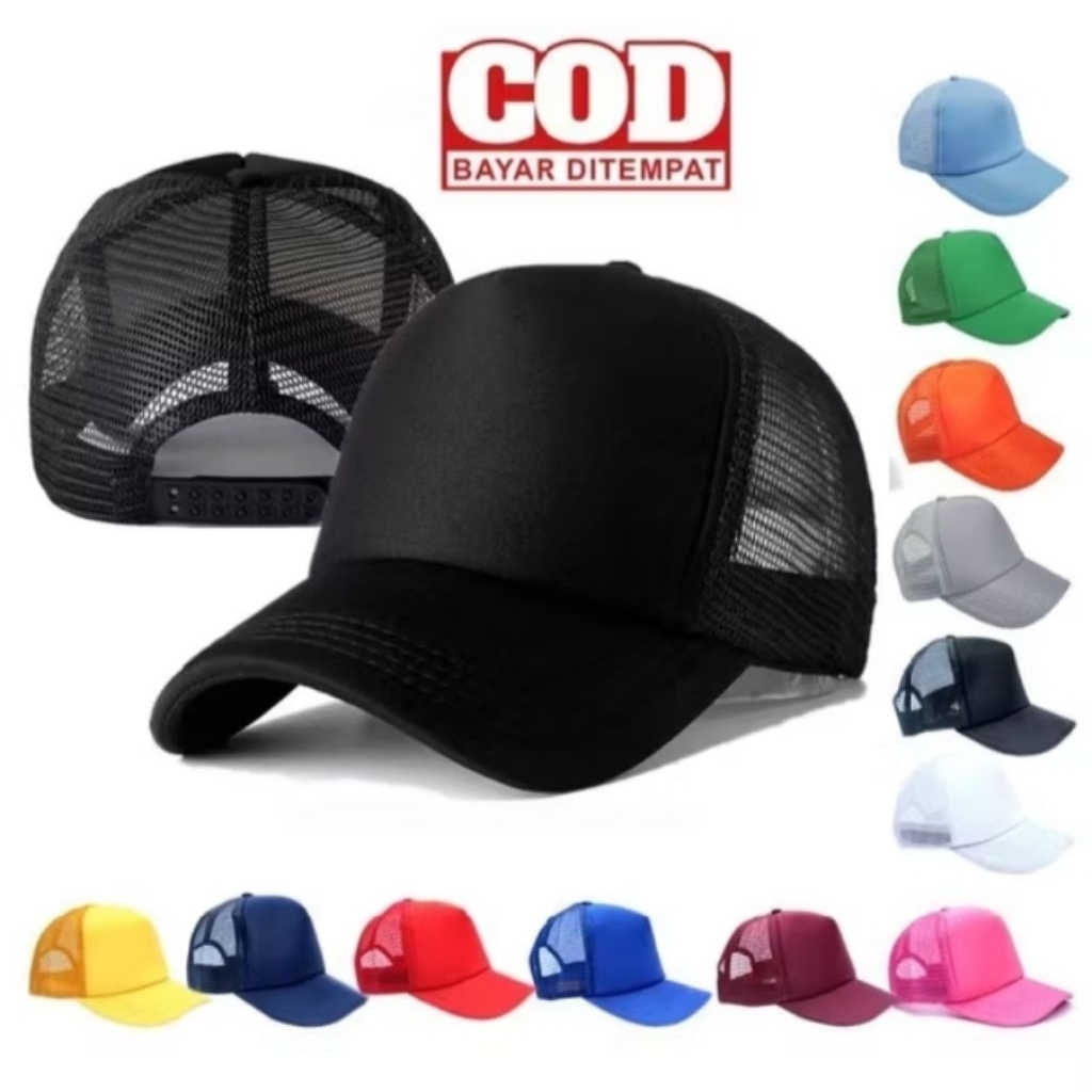 Topi jaring polos VISOR PENDEK - Topi tracker distro - Topi pria wanita jaring distro elegan