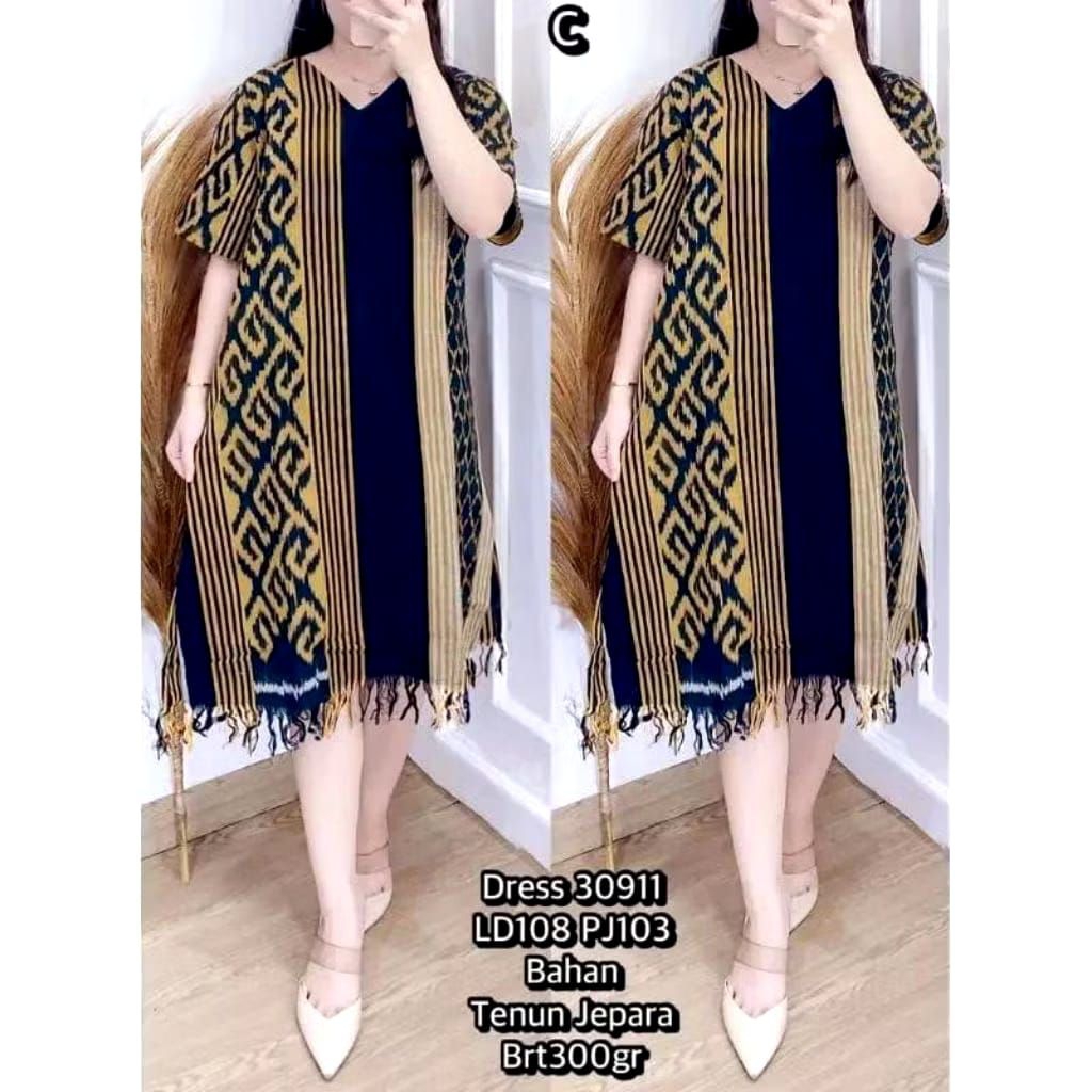 Dress rumbai tenun etnik tenun asli dress kerja dress formal